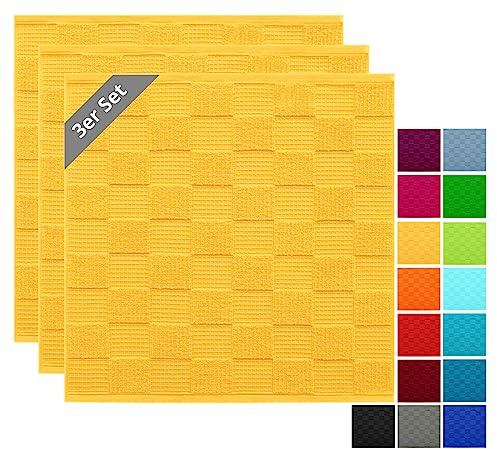 Lashuma Canovacci cucina Giallo serie: Lissabon, Strofinacci cucina 50x50 – cotone set da 3
