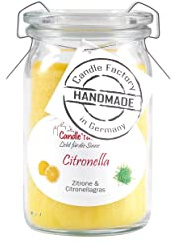 Candle Factory Baby Jumbo Duftkerze aus pflanzlichem Stearin im hitzebeständigen Glas der Marke Weck®, bis zu 20h Brennzeit, Duft: Citronella