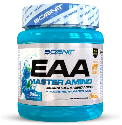 EAA Aminoacidi Essenziali - EAA Master Amino - Con 9 Amminoacidi Essenziali - essential amino - essential amino acids - EAAs - (390 g) (Blue raspberry)