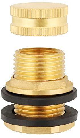 Carvedexquisitely Messing-Tank-Schottverschraubung Tankdurchführung mit Stecker, Schlauchverbinder, doppelt 1,27 cm NPT Innengewinde und 1,9 cm Außengewinde (Gartenschlauchgewinde)