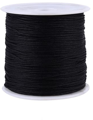 SEAFRONT 100 M X 0,8 Mm Chinesisches Nylon, 0,8 Mm Nylonschnur, Paracord, 1 Mm, Knotenschnur, Rattail, Makramee, Shamballa-Faden, Schwarz