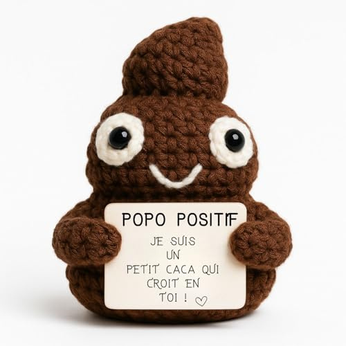 Popo Positif© | Cadeau Fun & Rigolo | Idee Drole | Fete Surprise | Anniversaire Festif | Enfant Frere Soeur Garcon Fille | Crochet | Poupee Humour | Ami Famille Copain Collegue Bureau | Jouet Comique