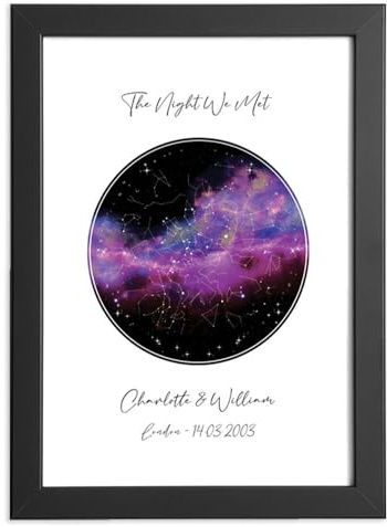 Personalised Star Sky Print, Valentines Day Romantic Gift For Her Or For Him, Night We Met, Wedding Night, Birth, Birthday, Anniversary, Christmas, Custom Gift For Him, A5, A4 or A3, Framed optional