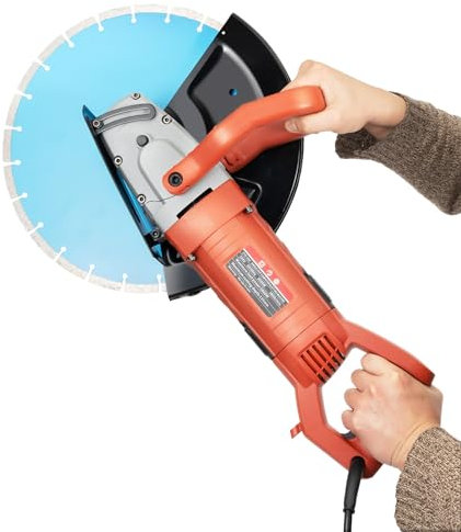 SUBKUDY Elektrische Schlitzfräse Powerplus Mauernutfräse Wandschlitzmaschine Ziegel Betonschneider Notcher mit 350mm Sägeblatt Nutfräsen