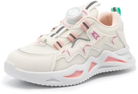 JOISIDE Kinder Turnschuhe Jungen Mädchen Sportschuhe Laufschuhe Atmungsaktiv Kinderschuhe Freizeit Sneaker Leicht Hallenschuhe für Sommer Outdoor Weißrosa 26 EU
