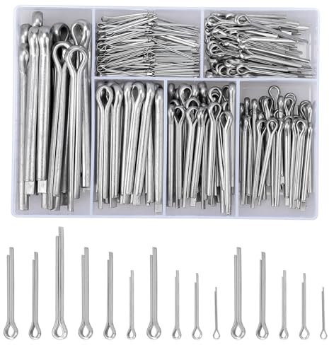 Kigniote 260 pezzi Coppiglie Set Coppiglie a Scatto Coppiglie Acciaio Inox Coppiglie Trattore Coppiglie Elastiche Copiglie di Sicurezza a Molla -Per le Coppiglie Automobilistiche e Meccaniche