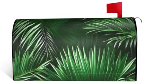 Grüne Blätter von Palmen tropischen Pflanzen Druck Briefkasten-Schutz vielseitig Garten im Freien Hof Dekor Postfach Schutz mit Magnetstreifen