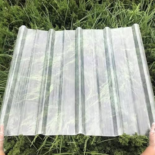 FRP-Tageslichtplatten,1,2mm Dicke Schuppenplatte,Gedämpfte Lichtwellplatte,Dachplatten,Isolierende Dachbleche,Transparente Dachmaterial,für Gewächshaus Ersatzplatten (0.9x1.1m/35x43in,3 Pcs)