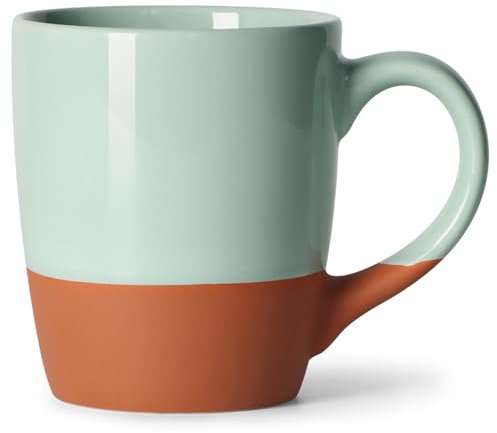 Smilatte 20 OZ Large Coffee Mug, Nice Ceramic Boss Tea Cup with Big Handle for Dad Men Women, Unique Style for Any Kitchen, Green