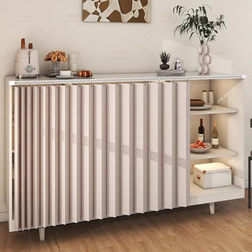 Tende per Armadietti Corte Antipolvere Impermeabili Multifunzionali con Binari Scorrevoli per Cucina e Bagno (Misura: L:70 x A:80cm, Colore: Khaki)