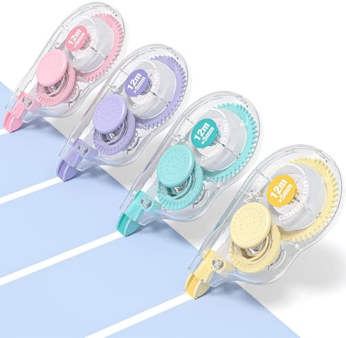 Four Candies Correction Tape, 4Pcs Large Capacity White Out Tape Roller