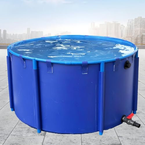 Piscina con accumulo d'Acqua, Piscina Fuori Terra, laghetto per Pesci in Tela, Piscina Circolare, Grande laghetto per Pesci Pieghevole all'aperto, Facile da installare, per Allevamento all'a