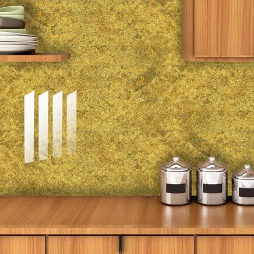 Credence Adhesive Pour Cuisine -Couleur Or Salle De Bains Et Stickers Muraux Cuisine,Pvc Imperméable Carrelage Adhesif Mural Décorative À Carreaux,Stickers Auto-Adhésif 10 Pièces(30X30Cm)