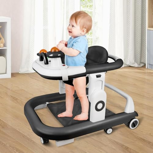 Lauflernhilfe und Aktivitätszentrum, 3-in-1, Licht und Musik, Lauflernhilfe mit Spielset, Lauflernhilfe für Babys, Mädchen/Jungen, höhenverstellbar, leicht zu falten, ab 6 Monaten, Babywalker