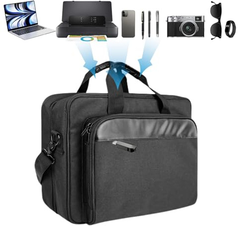 Damen Herren Aktentasche Laptoptasche Laptoptasche Gepolsterte Mobile Drucker Tragetasche mit Schulter & Trolley Gurt Anpassbare Drucker Tragetasche Große Kapazität Laptop Aufbewahrungstasche Laptop