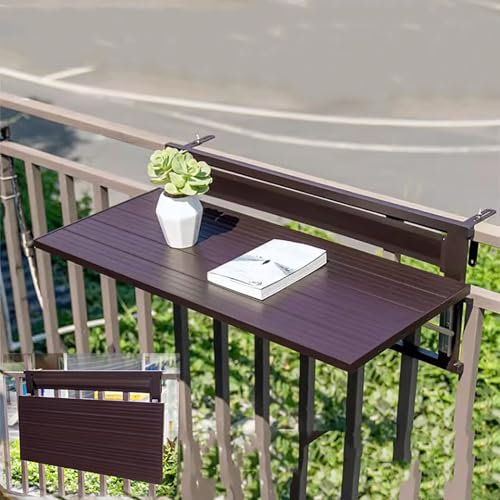 XRRJFYH Balkontisch Wetterfest für Geländer Balkon Tisch Klappbar Balkonhängetisch Klapptisch Metall Hängetisch Klein