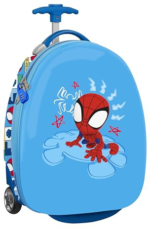 SPIDEY RESCUE - kabinvagn 16 tum, resväska med hjul, säkerhetslås, lätt resväska, 28 x 23 x 43 cm, Röd/Blå, M, tillfällig