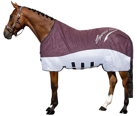 Imperial Riding Regen- & Fliegendecke Super-Dry 2-in-1-Decke ohne Halsteil, wasserabweisenden Deckschicht, Fliegenschutz durch atmungsaktives Mesh-Material, inkl. Bauchklappe, Bordeaux, 135