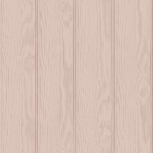 Papier peint effet panneau de bois à rainure et languette - Design élégant et simple pour chambre d'enfant, crèche, salle de jeux - Rose Holden 13994