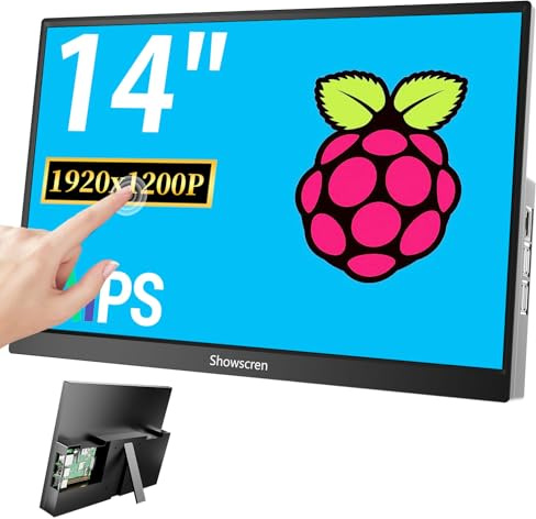 Showscren Update Monitor Touch Screen 14 Pollici Display IPS FHD 1920X1200 Luminosità 350 cd/m² Altoparlante Integrato, Altoparlante Portatile HDMI Monitor USB-C Compatibile con Raspberry Pi 5/4B/3B+