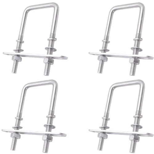 pernos circulares en forma de U, Paquete de 4 pernos en U M8 de acero inoxidable con tuercas, placas y arandelas de varios tamaños, color plateado.(M8*30 * 80)