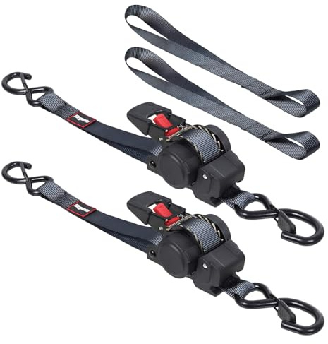 Strgenie Retractable Ratchet Straps12FT Automatic Ratchet Tie Down Straps Self Ratcheting Cargo Straps for Motorcycle, Truck, Boat