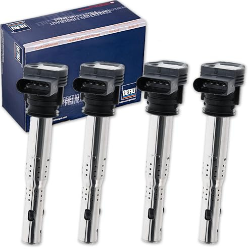 4x Beru Zündspule | 0040102033 / ZSE033 passend für A1 8X A3 8P A4 B7 B8 A5 8T 8F Q5 8R Golf V VI