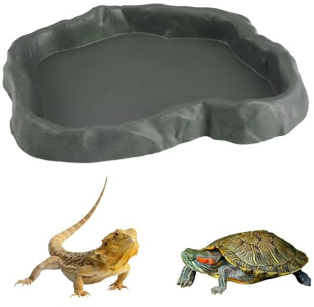 15,5 x 12 x 2 cm Abbeveratoio per Tartarughe di Terra,Terrario Tartarughe Terra,Vaschetta Acqua per Rettili,Ciotola per L'acqua per Rettiligrande Ciotola per Acqua Rettile per Gechi,Camaleonti