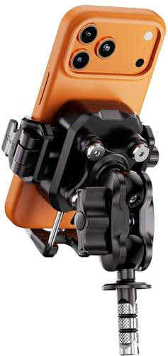 Kewig Motorcycle Phone Fork Stem Mount with Vibration Dampener [Anti-Theft] [Camera Friendly] Cellphone Cradle Fits Stem Tubes 12mm-25.4mm in Diameter for Motorcycle Adjustable Size Fit 5.4-7.2 Phone