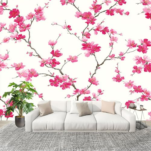 Casa Decorazione Interna Fotomurale Semplice Fiori Di Ciliegio Fiori - Carta da Parati Tessuto Non Tessuto - Rosa Carta da Parati Poster 3D Camera dei Bambini Decorazione 200x140 cm
