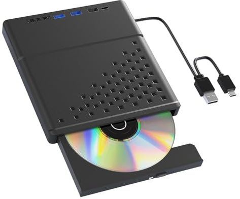 FHGSPQWM Unità CD DVD esterna per laptop USB3.0 2.0 Tipo C CD DVD Player per Laptop ROM Disk Drive Bruciatori portatili Archiviazione dati Backup