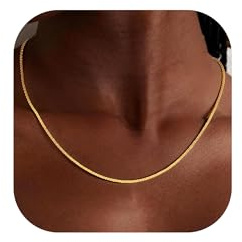 HARJJME Silberkette Damen 925 ohne Anhänger Gold Silber 925 Kette Damen 14K Vergoldete Chain Halskette Schmuck Geschenke für Frauen (Glänzendekette-Gold, 40CM)