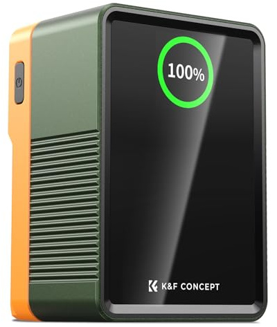 K&F CONCEPT V-Mount Battery 6700mAh/99Wh V Lock PD 100W USB-C Fast Charging | Mini V Mount Battery with DC/D-Tap/Dual USB-C/USB-A/TFT Display for Camcorder, Camera, Monitor, Video Light, Green KF-V99 Pro