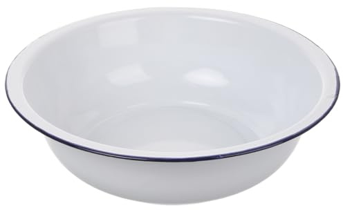 HOODANCOS Catino Vintage in Smalto Bianco Grande Capacità e Facile da Pulire, Bacinella Multifunzionale per Lavare Viso e Impastare