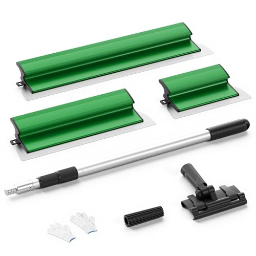 Kit de Spatule Enduit, Lames de mastic 25 cm, 40 cm et 60 cm, Mango de extensión de 76 cm a 160 cm, Spatule de Lissage en Acier Inoxydable, Outils de Cloison Sèche Grandes Surfaces