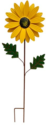 Sunflower Windmill, Pinwheels Flower Decorative Wind Spinners Garden Ornaments Outdoor Garden Party (Yellow)