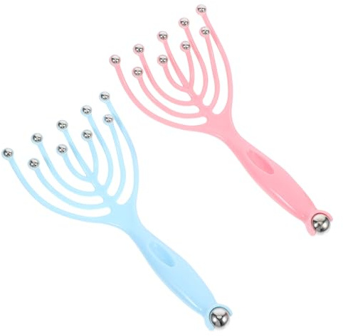 SECFOU Masajeador de Cabeza Manual Diseño Portátil 9 Garras y Bolas de Acero 2 Piezas para Relajación y Alivio de Tensión para Masaje de Cuello y Hombros