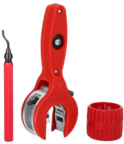 LICAEVEY Set Tagliatubi, Tagliatubi A Cricchetto Con Meccanismo Per Risparmio Di Manodopera, Regolabile Per Rame, Alluminio, PVC, Sbavatore HSS e Alesatore Per Tubi, Campo Di Taglio 8-29mm