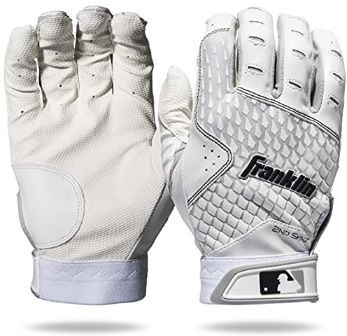 Franklin Sports MLB Schlaghandschuhe, 2nd Skinz Jugend-Schlaghandschuhe, Baseball- und Softball-Ausrüstung, Kinder, Weiß, Paar, Größe XS (Jugendliche)