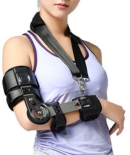 Hinged Ellenbogenbandage Mit Sling, Einstellbare Post Ellenbogenbandage Stabilisator Splint Arm Injury Recovery Support,Left