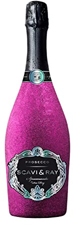 SCAVI & RAY Prosecco DOC Spumante Glitzer Pink Bling Bling, extra trocken, fruchtig frischer Schaumwein aus Italien, 11% Vol. Alkohol, 0,75l - perfekt für festliche Anlässe oder als Geschenkidee