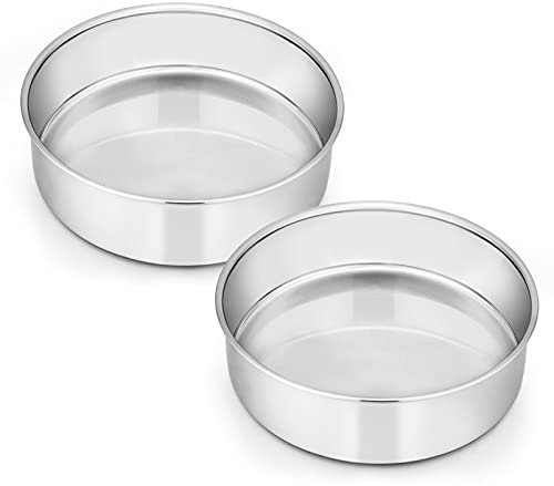 Homikit Backform, Edelstahl Rund Kuchenform Backformen 2er-Set, 16cm, gesund & ungiftig, Hochglanzpoliert, leicht zu reinigen & spülmaschinenfest