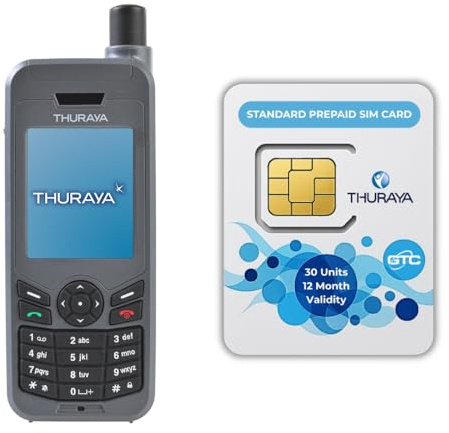 OSAT Thuraya XT-Lite Téléphone Satellite + Carte SIM prépayée Standard de 30 unités | Validité de 365 Jours | Couverture Voix et SMS pour la Communication à Distance et d'urgence.