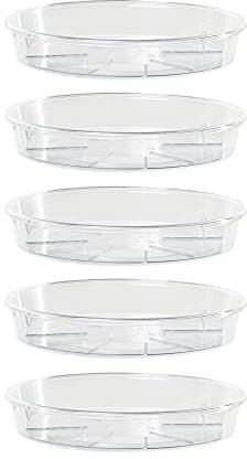 Kalapanta Transparente Blumentopf Untersetzer aus Kunststoff, Set 5 Stück Ø 14 cm, Rund für Innen & Außen