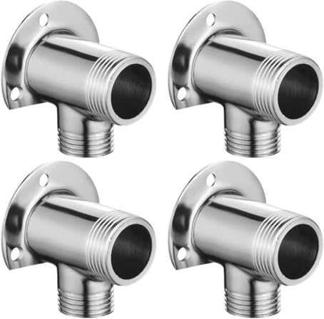 DOITOOL Surface Installation Base Fittings Joint 4Pcs Zinc Alloy Shower Mount Adapter for Exposed Shower Bar Fixing Kit 2.17X1.97X1.77In Secure Wall Mount Converter