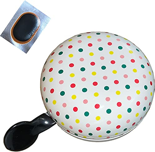 Ding Dong Fahrradglocke Ø 80 mm Bunte Punkte Fahrradklingel inkl. 1 Schlauchflicken