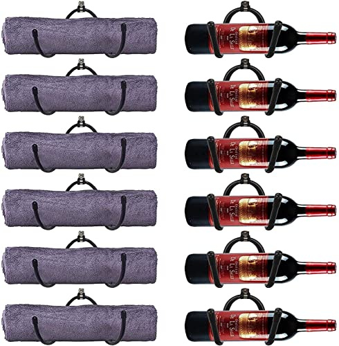 Lot de 6 supports muraux pour bouteilles de vin avec protection en caoutchouc (pas de rayures) – Décoration d'intérieur et de cuisine