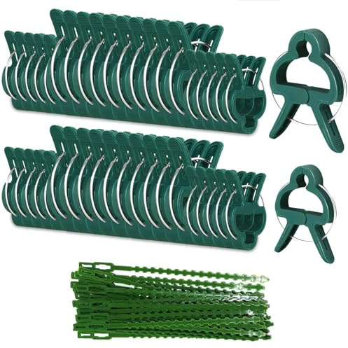 Pflanzenclips, 90 Stück Pflanzenklammern, Rankhilfe Tomaten, Gurken Rankhilfe, Tomatenhaken, Pflanzenclips für Kletterpflanzen(30 große Clips, 30 kleine Clips, 30 Krawatten)
