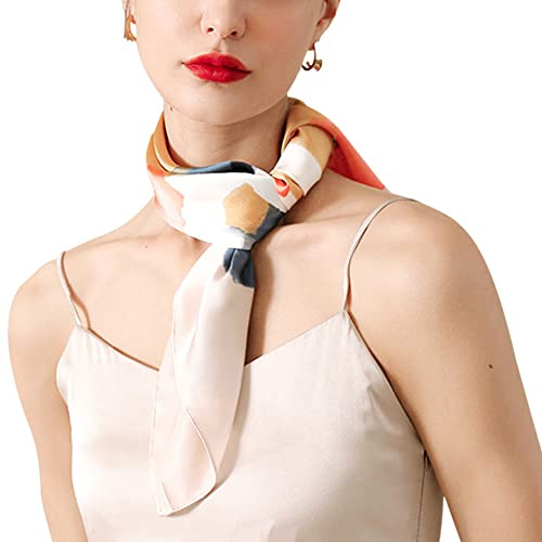 Camilife Damen Mädchen Kunstseide Schal Quadratischer Seidenschal Halstuch Haar Accessoire Elegant Damenschal 58×58cm - Gebatikt Muster