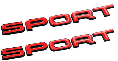 2 STK 3D Metall Sport Emblem Logo Auto Kofferraum Heckklappe Emblem Auto-Badge Aufkleber Auto-Aufkleber (Schwarz Rot)